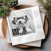 Zwart-wit 1 Foto Collage Aangepast monogram Servetten