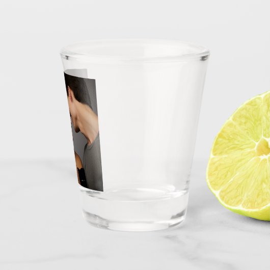 Zwart-wit 1 Foto Collage Aangepast monogram Shot Glas (Rechts)