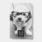 Zwart Wit 1 Foto Collage Aangepaste Monogram Badge (Voorzijde)