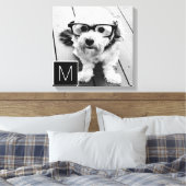 Zwart-wit 1 foto collage aangepaste monogram canvas afdruk (Insitu (Slaapkamer))