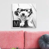 Zwart-wit 1 foto collage aangepaste monogram canvas afdruk (Insitu (Woonkamer))