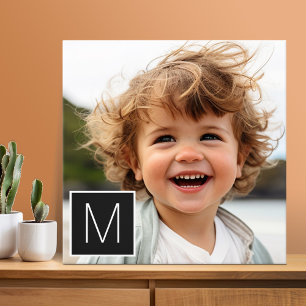 Zwart-wit 1 foto collage aangepaste monogram canvas afdruk