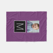 Zwart-wit 1 foto collage aangepaste monogram fleece deken (Voorkant (Horizontaal))