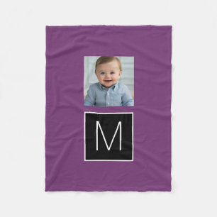 Zwart-wit 1 foto collage aangepaste monogram fleece deken
