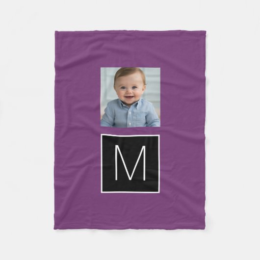 Zwart-wit 1 foto collage aangepaste monogram fleece deken (Voorkant)