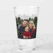 Zwart-wit 1 foto collage aangepaste monogram glas (Achterkant)