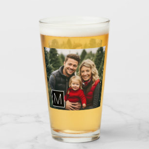 Zwart-wit 1 foto collage aangepaste monogram glas
