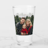 Zwart-wit 1 foto collage aangepaste monogram glas (Voorkant)