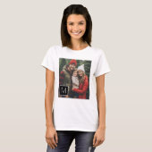 Zwart-wit 1 foto collage aangepaste monogram t-shirt (Voorkant volledig)
