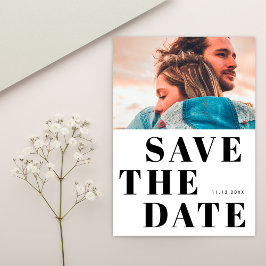 Zwart-wit 1 foto minimalistische eenvoudige bruilo save the date