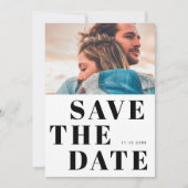 Zwart-wit 1 foto minimalistische eenvoudige bruilo save the date (Voorkant)