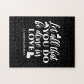 Zwart-wit 1 Korintiërs 16:14 Bijbelvers Legpuzzel (Horizontaal)