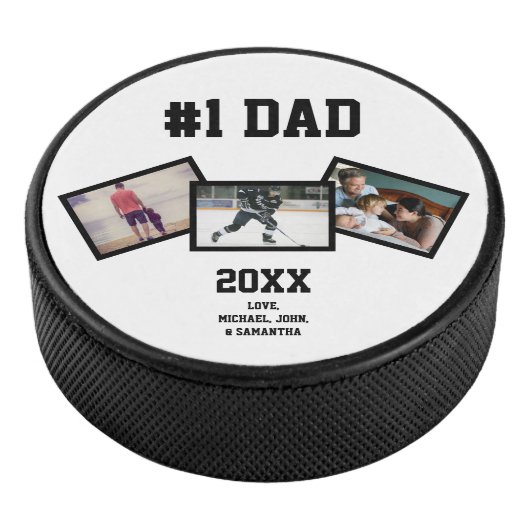 Zwart wit #1 Pap 3 Foto Vaderdag Hockey Puck (3/4)