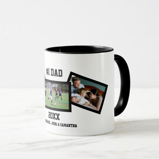 Zwart wit #1 Pap 3 Foto Vaderdag Mok (Voorkant rechts)