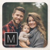 Zwart-wit 1 Photo Collage Single Monogram Kartonnen Onderzetters (Voorkant)