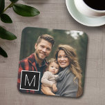 Zwart-wit 1 Photo Collage Single Monogram Kartonnen Onderzetters<br><div class="desc">U kunt vierkante foto's voor dit ontwerp gebruiken. Gebruik drie vierkante foto's om een uniek en persoonlijk cadeau te creëer. Of je kunt de hipster puppy houden en een trendy keepslag maken. Als u de afbeeldingen moet aanpassen,  klik op het aanpassingshulpmiddel om veranderingen aan te brengen.</div>
