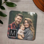 Zwart-wit 1 Photo Collage Single Monogram Kartonnen Onderzetters