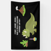 Zwart-wit 1e verjaardagsfeest met dinothema spandoek (Verticaal)