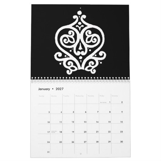 Zwart-wit 2009 kalender (Jan 2027)