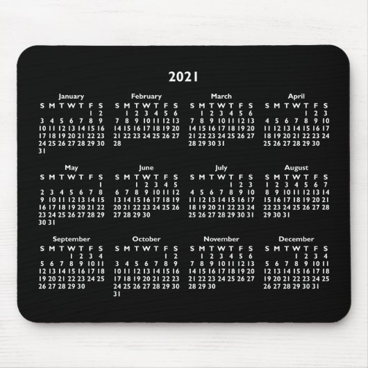  zwart-wit 2021-kalender muismat (Voorkant)