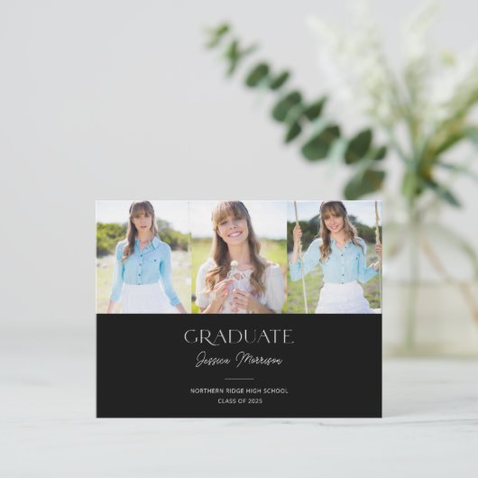 Zwart-wit 2022 Afstuderen multi-fotoAfstuderen Briefkaart (Staand voorkant)