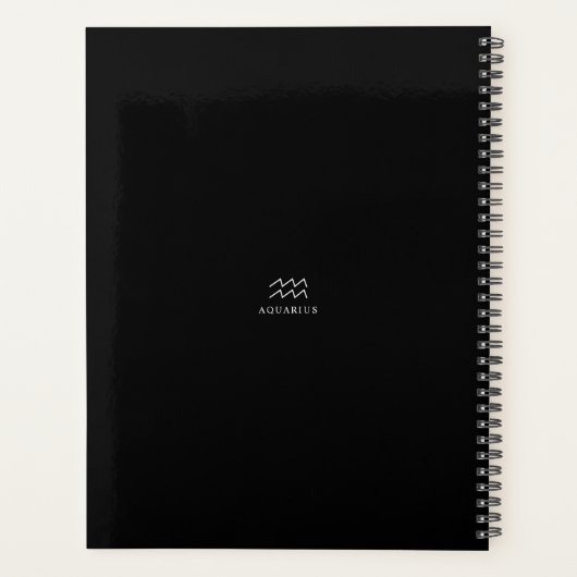 Zwart-wit 2022 Aquarius Zodiac Symbol Planner (Achterkant)