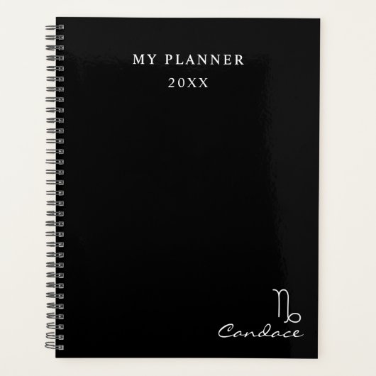 Zwart-wit 2022 Capricorn Zodiac Sign Planner (Voorkant)
