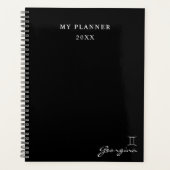 Zwart-wit 2022 Gemini Zodiac Sign Planner (Voorkant)