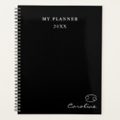 Zwart-wit 2022-kankers Zodiac Symbol Planner (Voorkant)