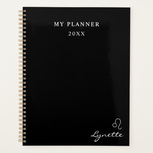 Zwart-wit 2022 Leo Zodiac Sign Planner (Voorkant)