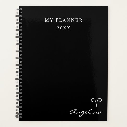 Zwart-wit 2022-ritsen Zodiac Symbol Planner (Voorkant)