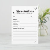 Zwart-wit 2024 New Year Resolution List Kaart (Staand voorkant)