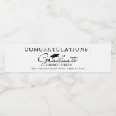 Zwart-wit 2025 Afstuderen afstudeerfeest Waterfles Etiket (Enkel label)