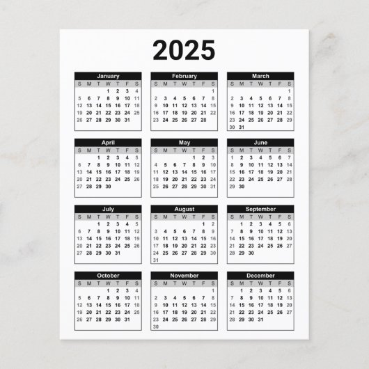 Zwart-wit 2025 jaar in een oogopslag flyer (Voorkant)