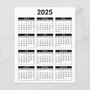 Zwart-wit 2025 jaar in een oogopslag flyer
