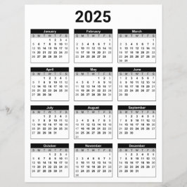 Zwart-wit 2025 jaar in een oogopslag flyer