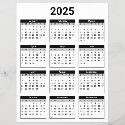 Zwart-wit 2025 jaar in een oogopslag flyer (Voorkant)