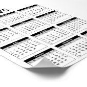 Zwart-wit 2025 jaar in een oogopslag poster (Hoek)