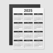 Zwart-wit 2025 Jaarlijkse Kalender Magnetische Kaa (Voorkant / Achterkant)