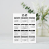 Zwart-wit 2025 Jaarlijkse kalender Papieren Blad (Staand voorkant)