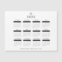 Zwart-wit 2025 Kalender Custom Business Logo Magnetische Uitnodiging