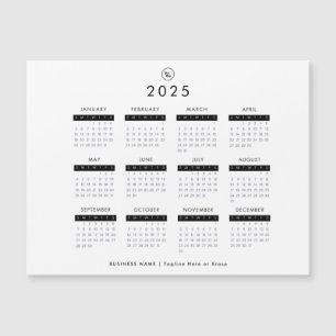 Zwart-wit 2025 Kalender Custom Business Logo Magnetische Uitnodiging