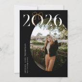 Zwart & Wit 2026 Coquette Strik Foto Afstuderen Aankondiging (Voorkant)