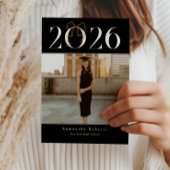 Zwart & Wit 2026 Coquette Strik Foto Afstuderen Aankondiging