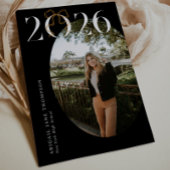 Zwart & Wit 2026 Coquette Strik Foto Afstuderen Aankondiging
