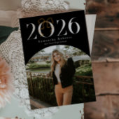 Zwart & Wit 2026 Coquette Strik Foto Afstuderen Aankondiging