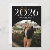 Zwart & Wit 2026 Coquette Strik Foto Afstuderen Aankondiging (Voorkant)