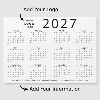 Zwart Wit 2027 Aangepast Logo Zakelijke Kalender