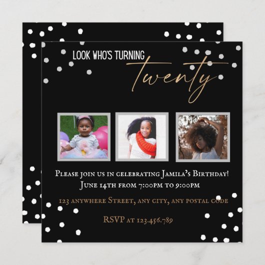 Zwart-wit, 20e uitnodiging (Voorkant / Achterkant)