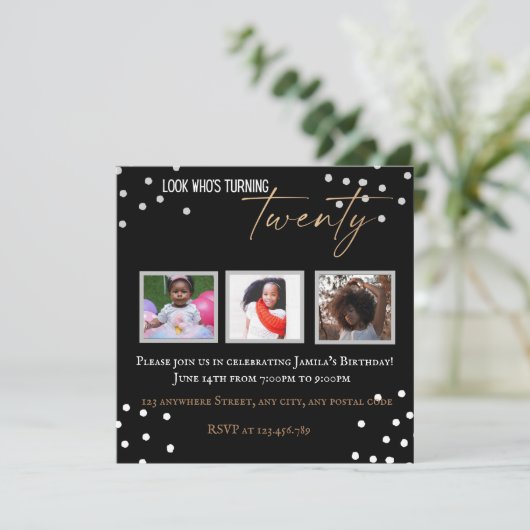 Zwart-wit, 20e uitnodiging (Staand voorkant)